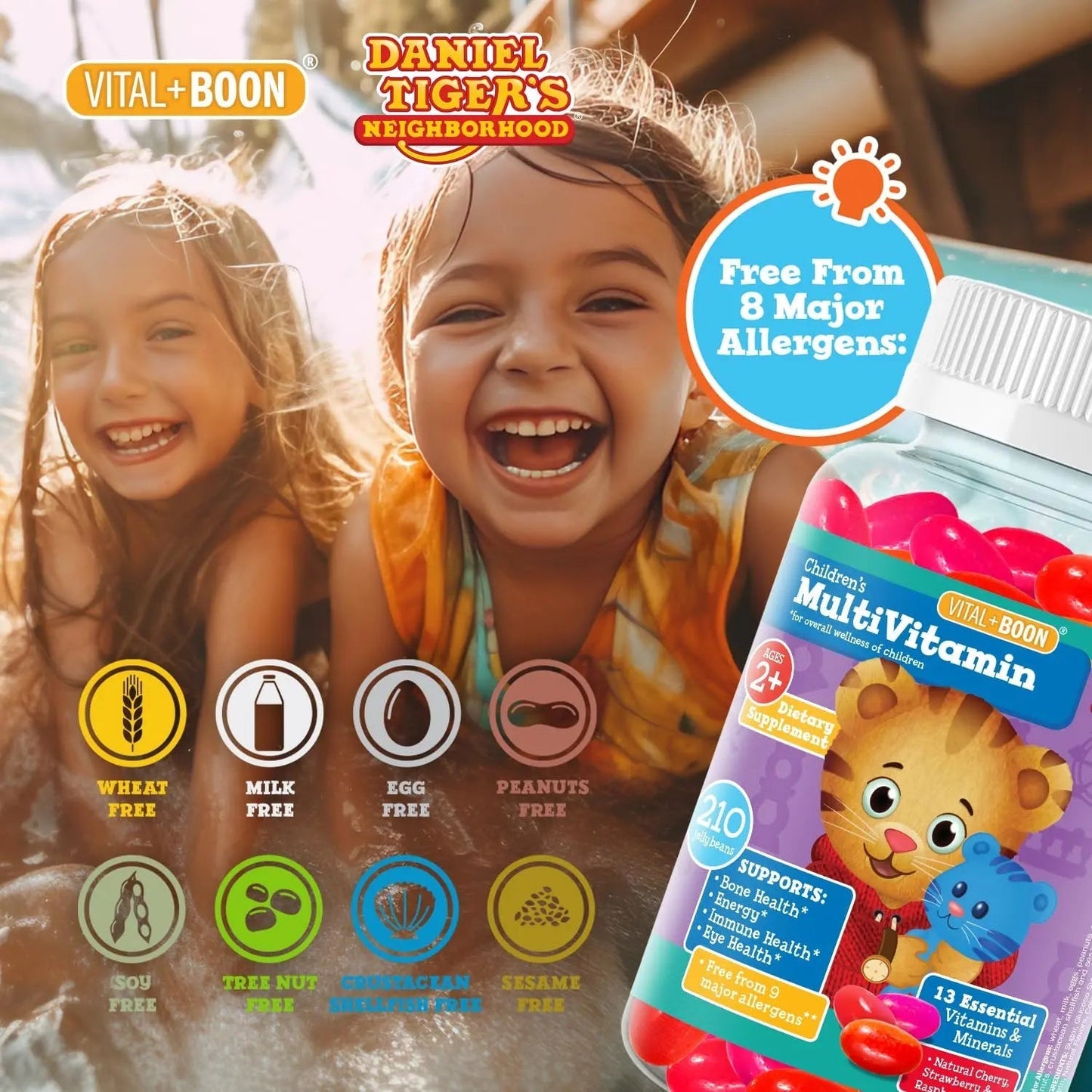 Daniel Tiger - Kids Multivitamin Jellybeans (210 Jellybean Bottle) Toddler 2+ & Kids Vitamins - 13 Essential Vitamins & Minerals to Support Bone Health Vital+Boon