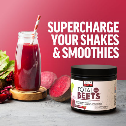 Force Factor Total Beets Drink Mix Superfood Powder with Nitrates to Support Circulation, Blood Flow, Nitric Oxide, Energy, Endurance, and Stamina