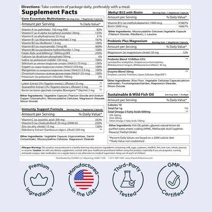 Daily Vitamin Packs for Men & Women – Immune, Energy & Heart Support with Vitamin D3, Omega-3, Probiotics, Methyl B12 & Vitamin C Planet 3Buy Supplements Australia