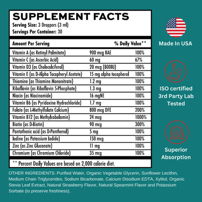 Vitaminally Liposomal Women's Liquid multivitamin Iron Free Drops| Sugar Free | Non-GMO | Gluten Free | Supports Immune System, Bone Health and Energy Metabolism VitaminallyBuy Supplements Australia