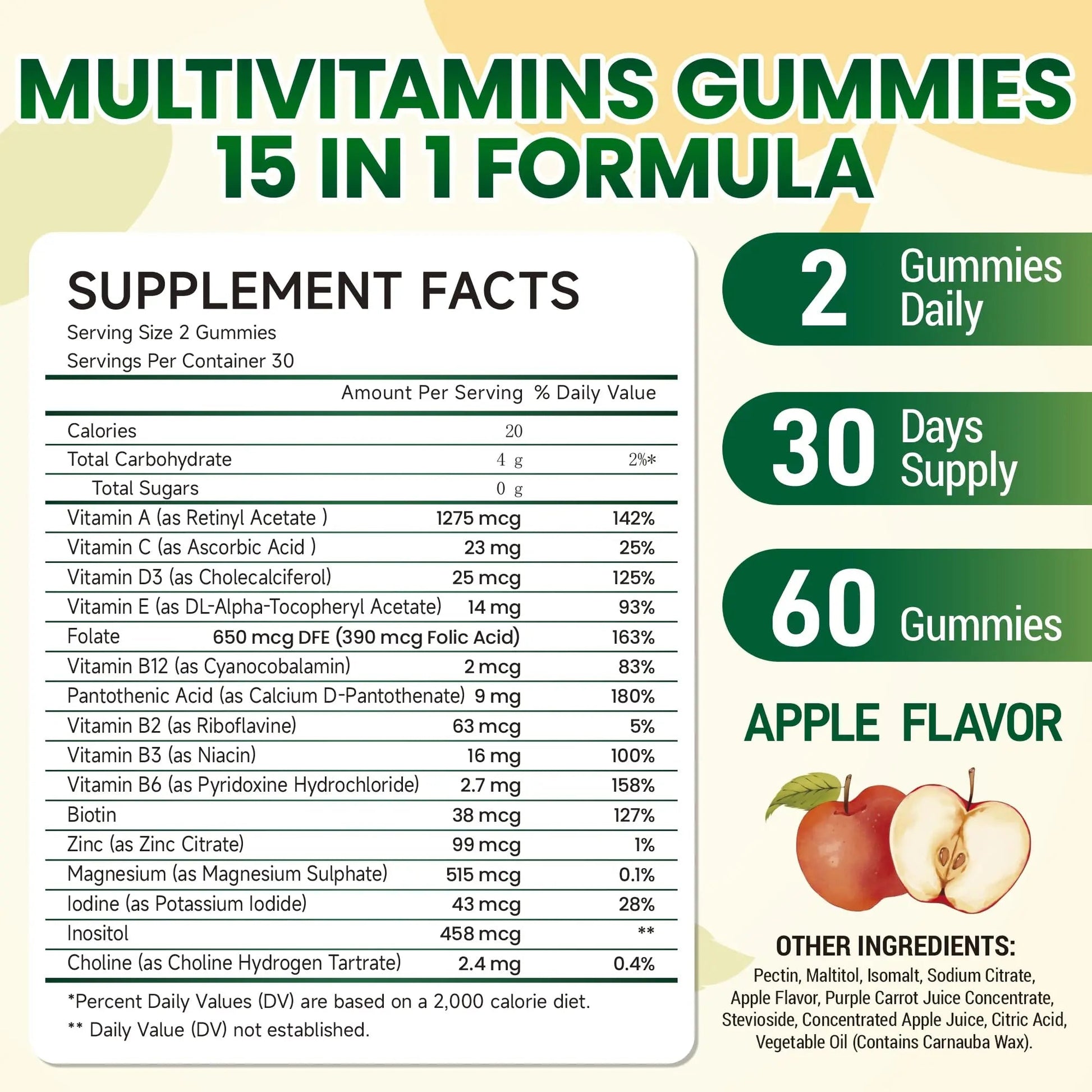 I LOVE HEALTH® 15-in-1 Multivitamin Gummies for Adults & Kids - Enhanced Formula with Vitamin A, C, D3, E, B12, Zinc, Magnesium & More I LOVE HEALTH