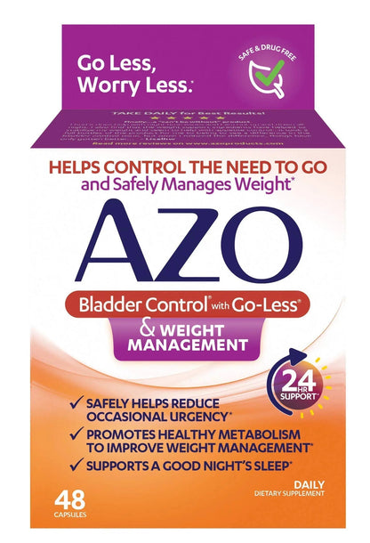 AZO Bladder Control with Go-Less® & Weight Management Dietary Supplement & Dual Protection | Urinary + Vaginal Support* AZOBuy Supplements Australia