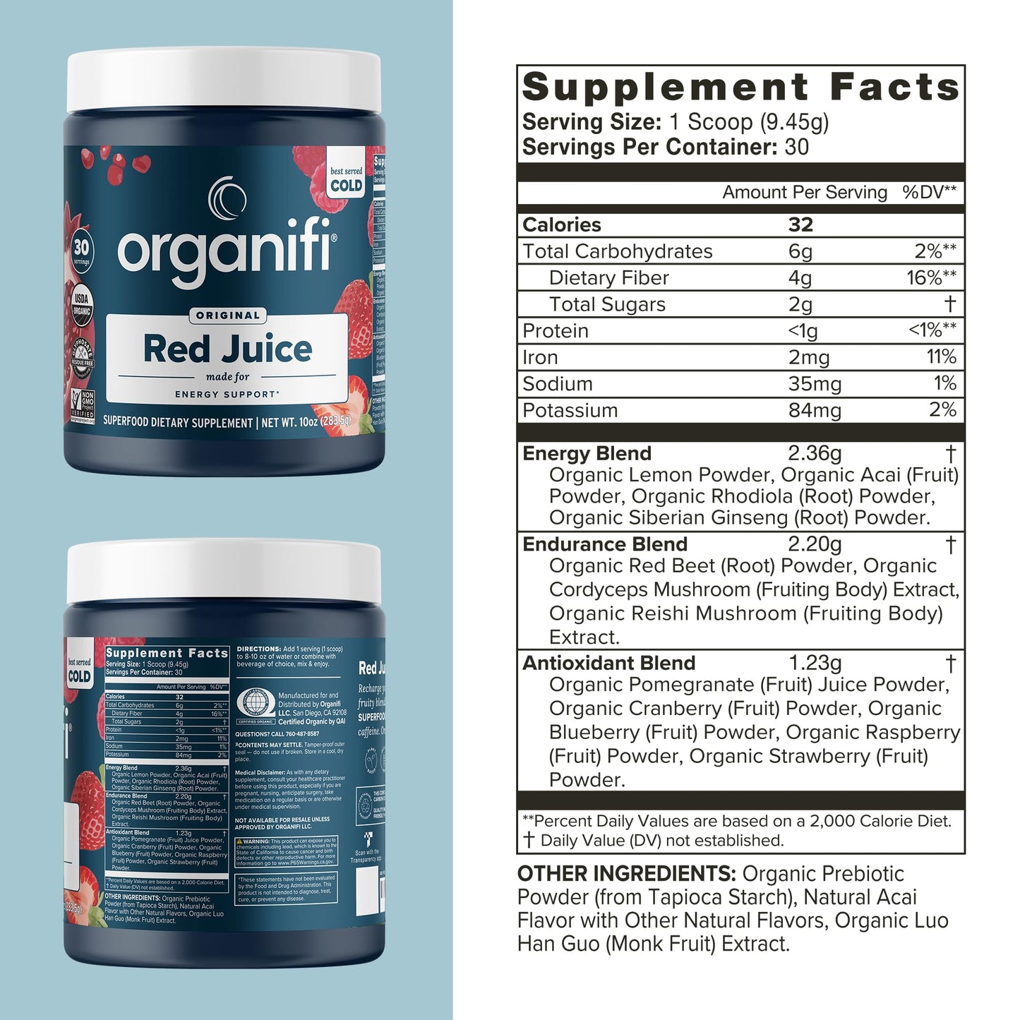 Organifi Red Juice - Natural Superfood Energy Boost - High in Antioxidants - Sweet-Berry OrganifiBuy Supplements Australia