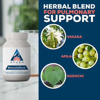 Ayush Herbs Bronchotone - Bronchial Support, Respiratory and Immune-Support Support Supplement for Women & Men, Adults, Pulmonary Care Supplement - 90 Vegetarian Capsules (1 Count) Ayush HerbsBuy Supplements Australia