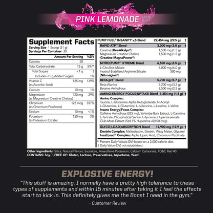 PMD Sports Ultra Pump Fuel Insanity - Pre Workout – Pink Lemonade (30 Servings) Sports Omega Cuts Elite Thermogenic Fat Burner (90 Softgels)