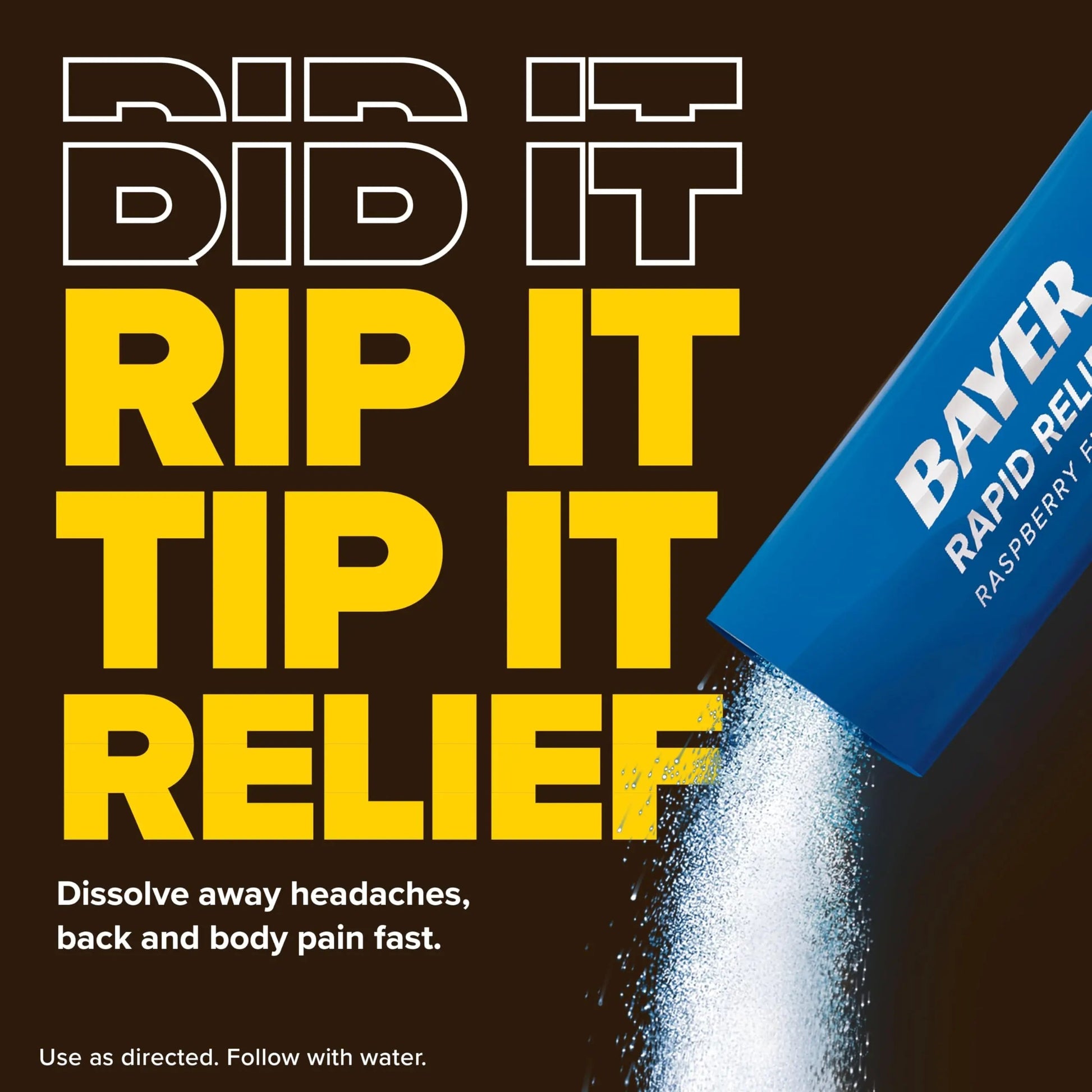 Bayer® Rapid Relief, Dissolvable Raspberry Flavor, Powder Packs with Aspirin & Caffeine, Fast Acting Headache Relief, Muscle and Body Pain Reliever, 30ct BayerBuy Supplements Australia
