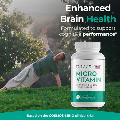 Dr Brad Stanfield Daily Low Dose MultiVitamin & Mineral for Men & Women to Support Cognitive Performance & Memory + Hyaluronic Acid for Skin Health Dr Brad StanfieldBuy Supplements Australia