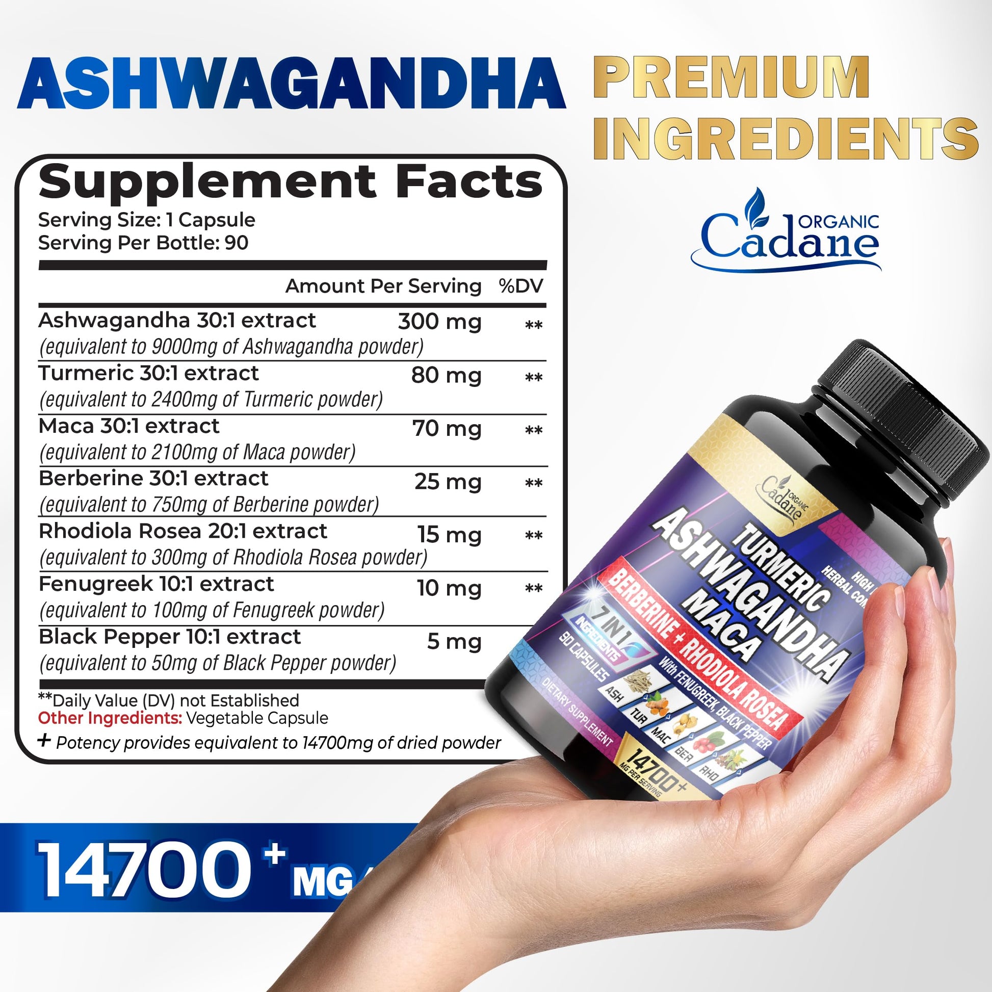 Ashwagandha Supplements 14700mg - Memory, Immune System & Strength Support Organic CadaneBuy Supplements Australia
