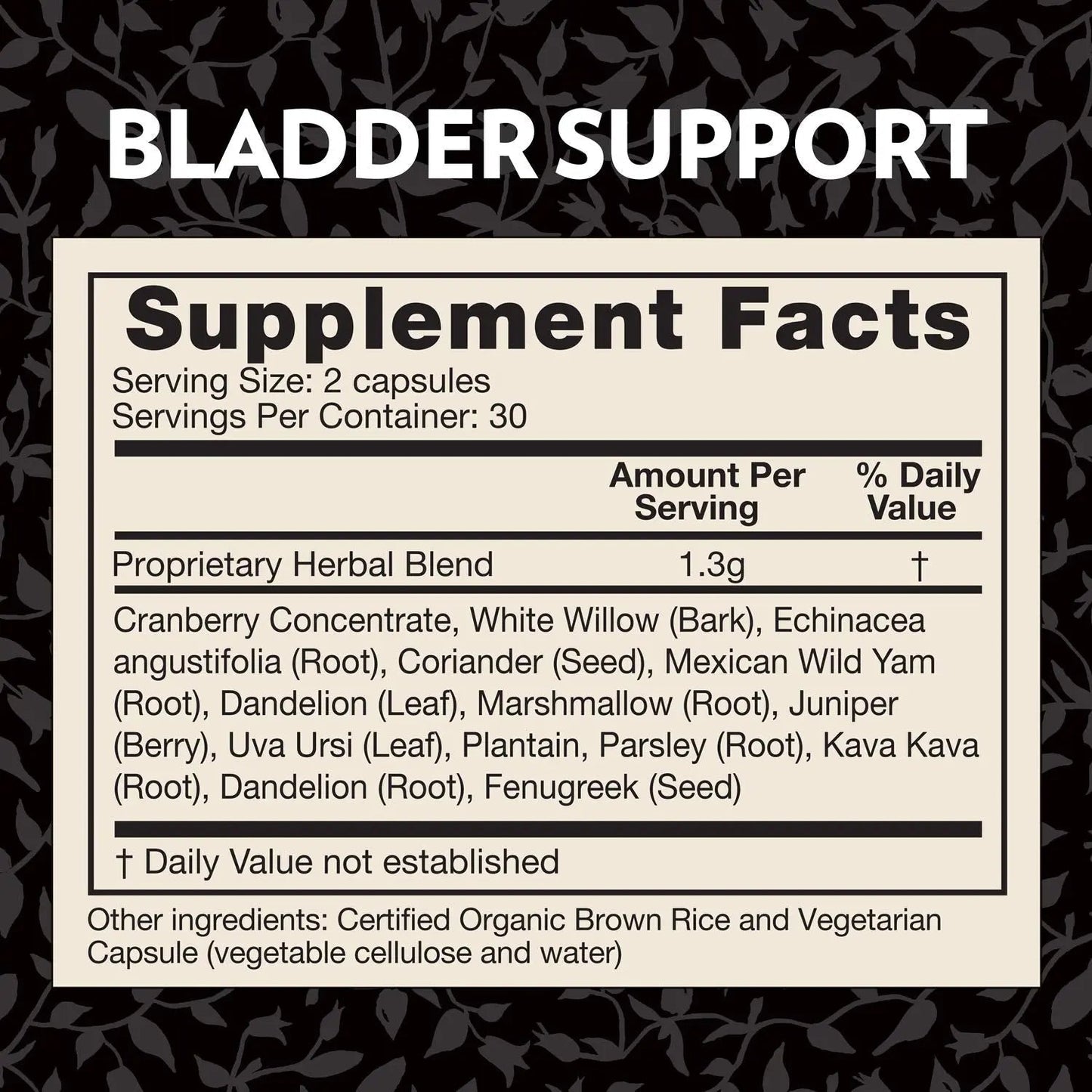 Crystal Star Bladder Support (60 Capsules) – Herbal Supplement for Healthy Bladder Function - Cranberry, Dandelion & Fenugreek - Helps Overactive Bladder and Incontinence - Non-GMO Crystal StarBuy Supplements Australia
