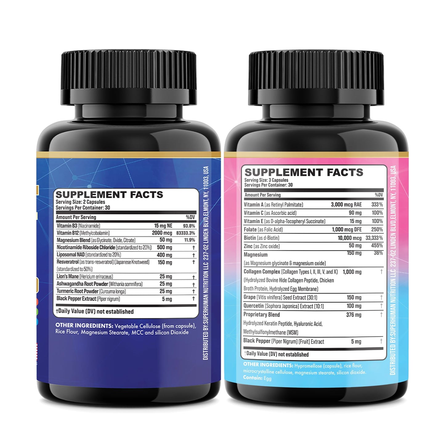Parrox Forever Young Set with Liposomal NAD, Nicotinamide Riboside, Magnesium, Resveratrol, Lion's Mane, Collagen Peptides Types I, II, III, V and X, Biotin & Keratin, Hyaluronic Acid, Zinc, Quercetin ParroxBuy Supplements Australia