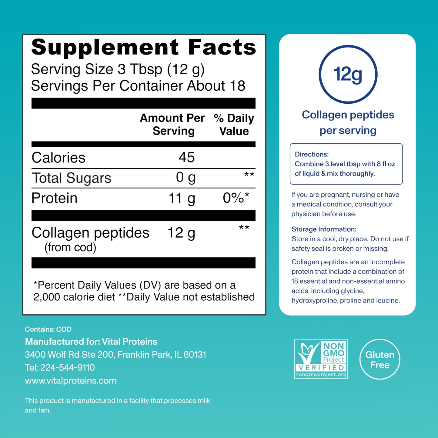 Vital Proteins Marine Collagen Peptides Powder Supplement for Skin Hair Nail Joint - Hydrolyzed Collagen