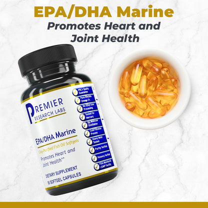 Premier Research Labs EPA DHA Marine Softgels - Omega 3 Fish Oil, EPA DHA Omega 3 Supplement, Fatty Acids for Women & Men, Natural - 90 Softgel Capsules Premier Research LabsBuy Supplements Australia