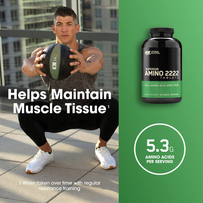 Optimum Nutrition Superior Amino 2222 Tablets, Complete Essential Amino Acids, EAAs Optimum NutritionBuy Supplements Australia
