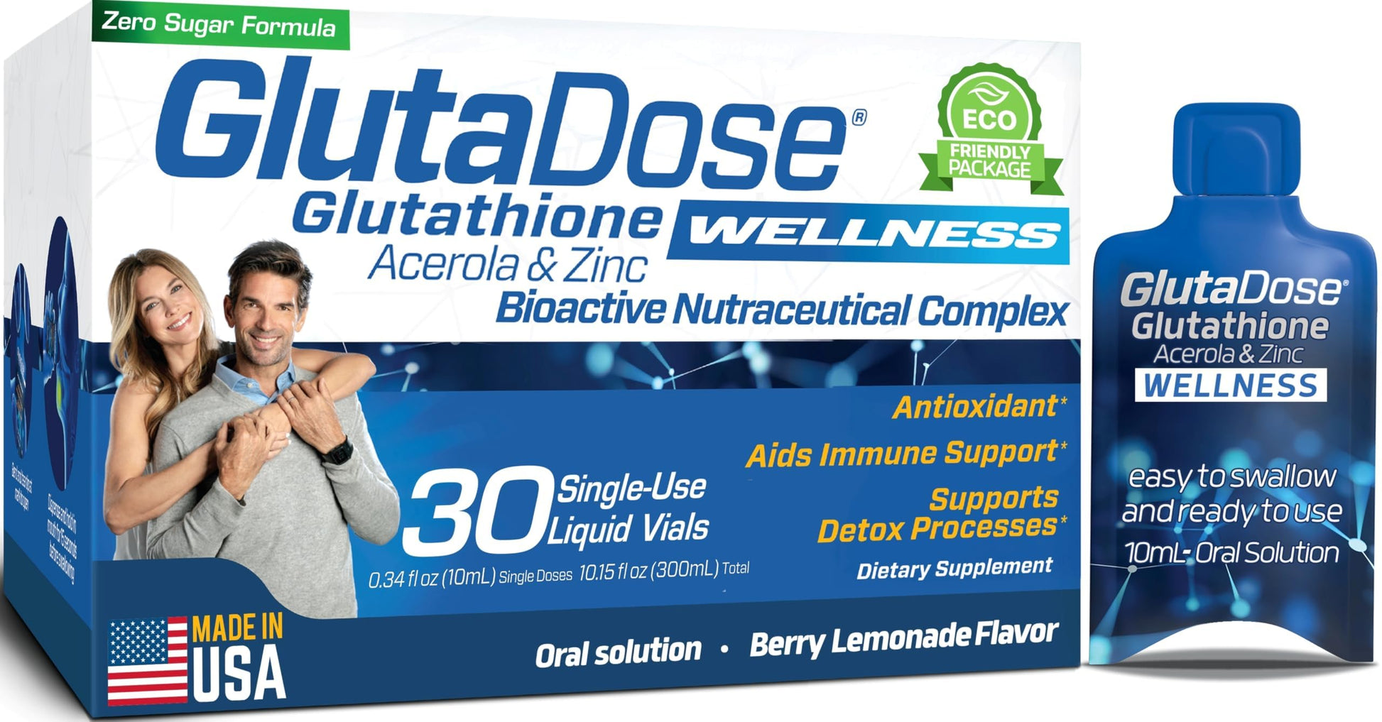 Liquid Glutathione Supplement, Lemon Berry Flavored Acerola Energy Booster w/Zinc, Daily Vitamins & Minerals, Zero Sugar Formulation, Everyday Auto-Immune Support for Adults, 0.34 fl oz, Pack of 30 GlutaDoseBuy Supplements Australia