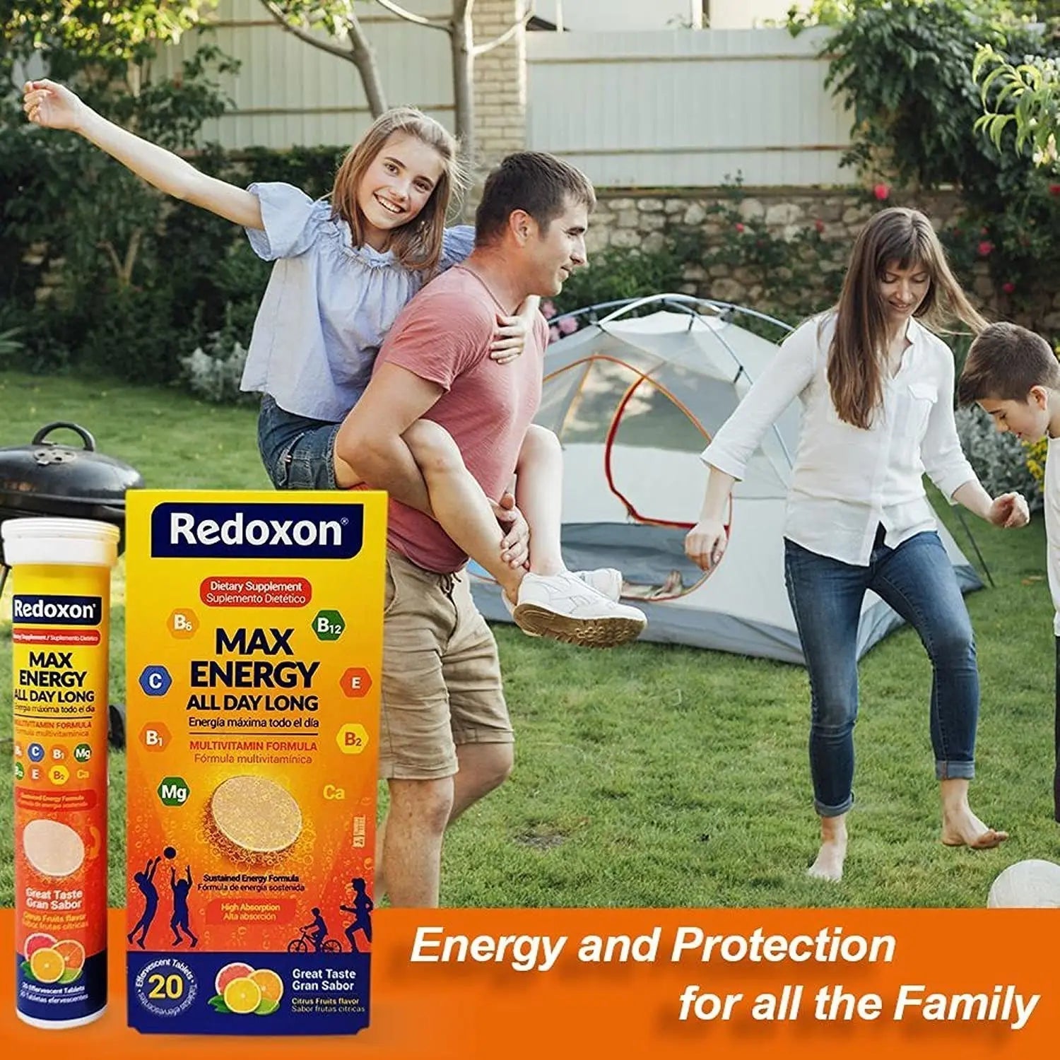Redoxon Max Energy, Helps Support Inmune System, Citrus Flavor, 20 Effervescent Tablets, 2.82 Oz, Box Redoxon