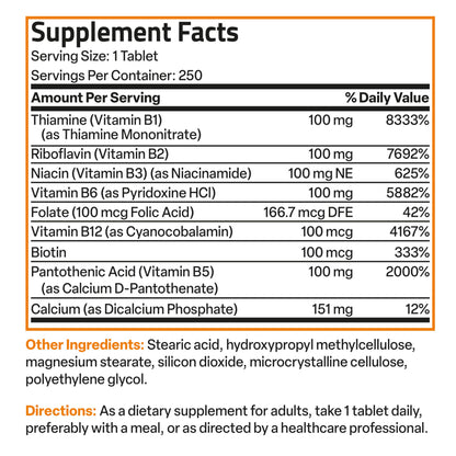 Bronson Super B 100 Vitamin B Complex Sustained Release Contains All B Vitamins BronsonBuy Supplements Australia