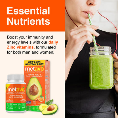 Metavo Immune Health - Natural Immune Support Supplement, Essential Zinc Supplements for Men & Women Enriched with Vitamin C, D & Copper, 60 Vegan Capsules, 30 Servings MetavoBuy Supplements Australia
