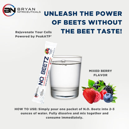 Bryan Nitriceuticals N.O. Beetz Nitric Oxide Fueled Energy Boost Supplement, Hydration & Cellular Energy Production Enhancer, Blend of Vitamins and Minerals (30 Servings) Bryan NitriceuticalsBuy Supplements Australia