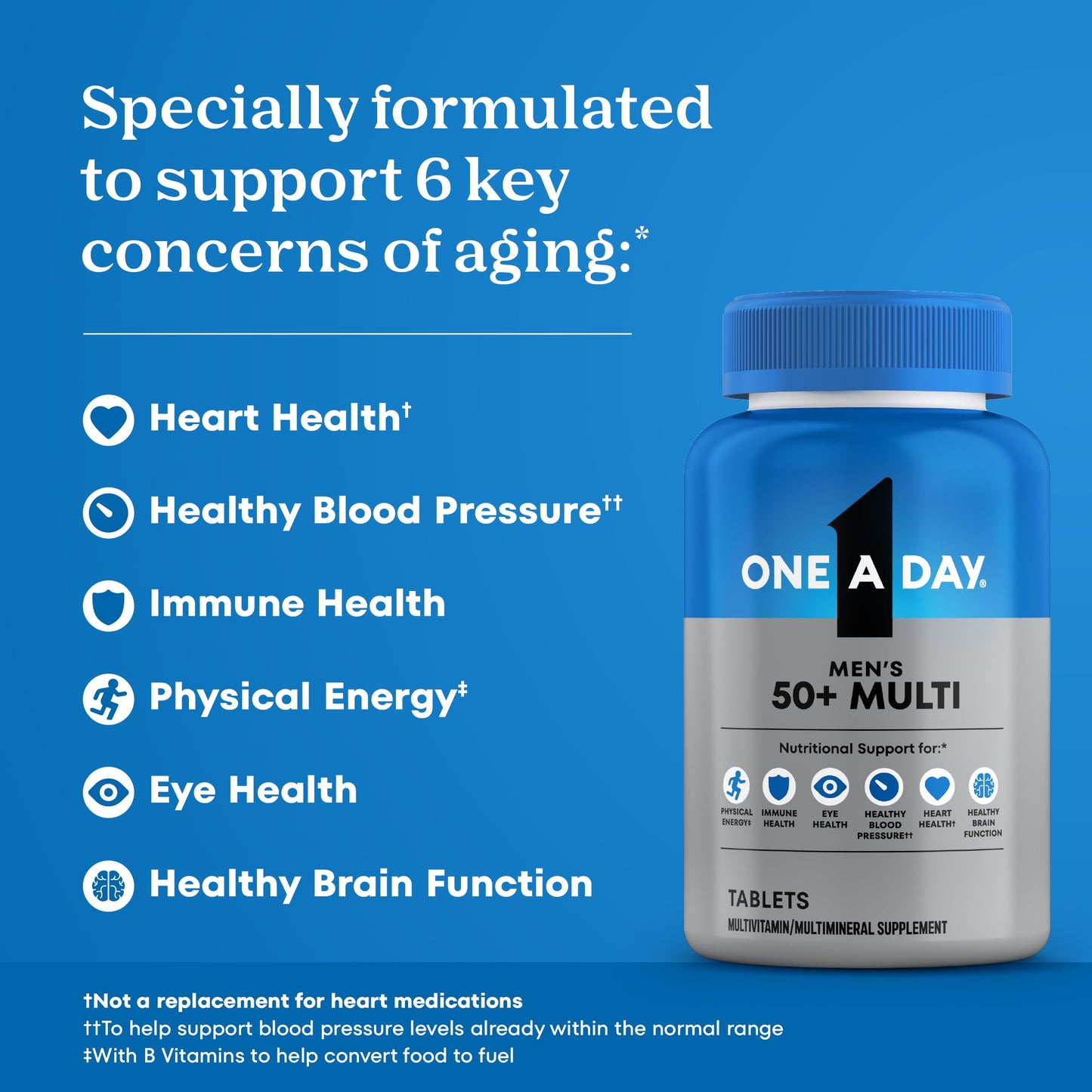 One A Day Men’s 50+ Multivitamins, Supplement with A, C, D, E and Zinc for Immune Health*, Calcium & More, 100 Tablets ONE A DAYBuy Supplements Australia