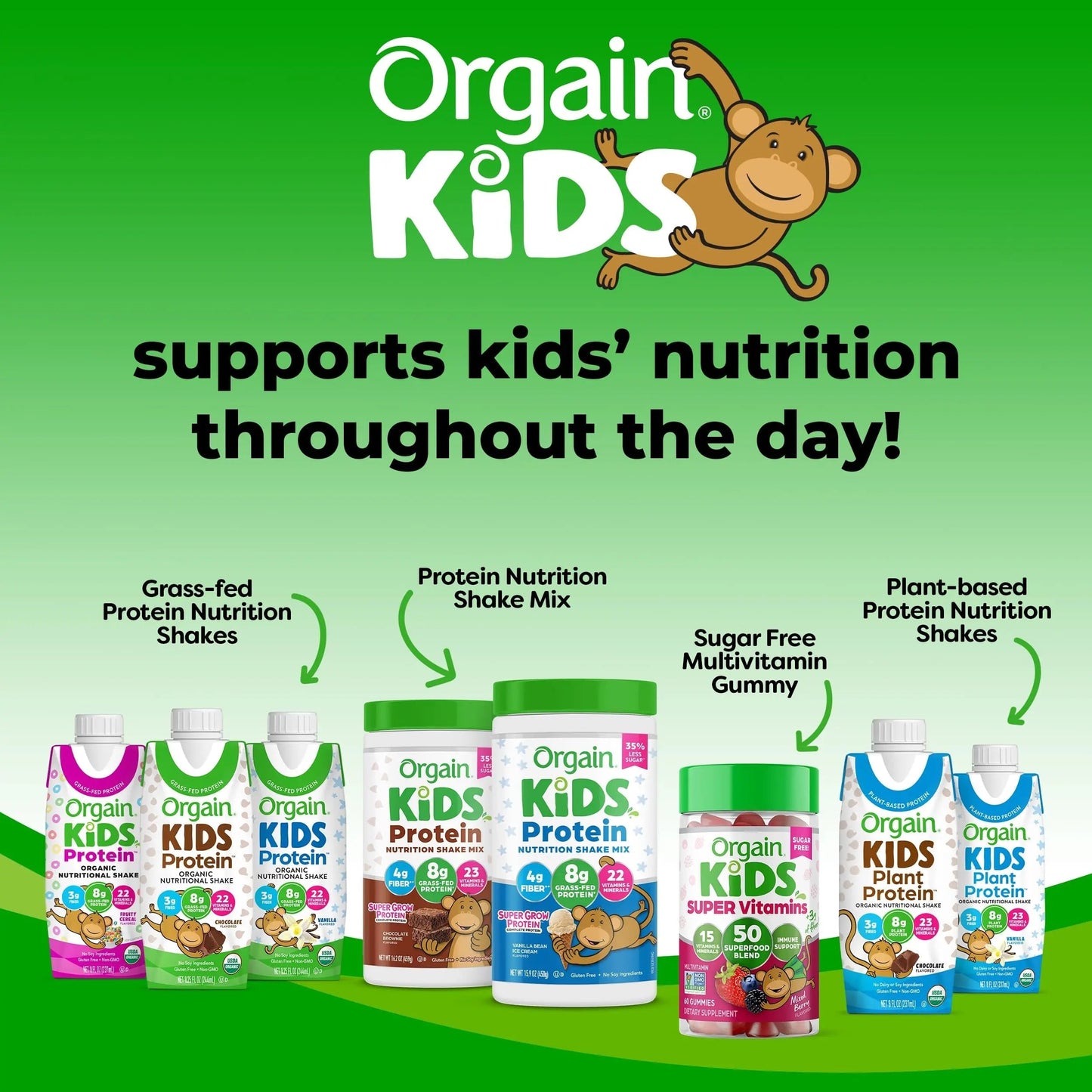 Orgain Kids Sugar Free Multivitamin Gummies, Vegan & Plant Based, 50 Superfoods, 15 Vitamins and Minerals, Immune Support and 3g of Fiber OrgainBuy Supplements Australia