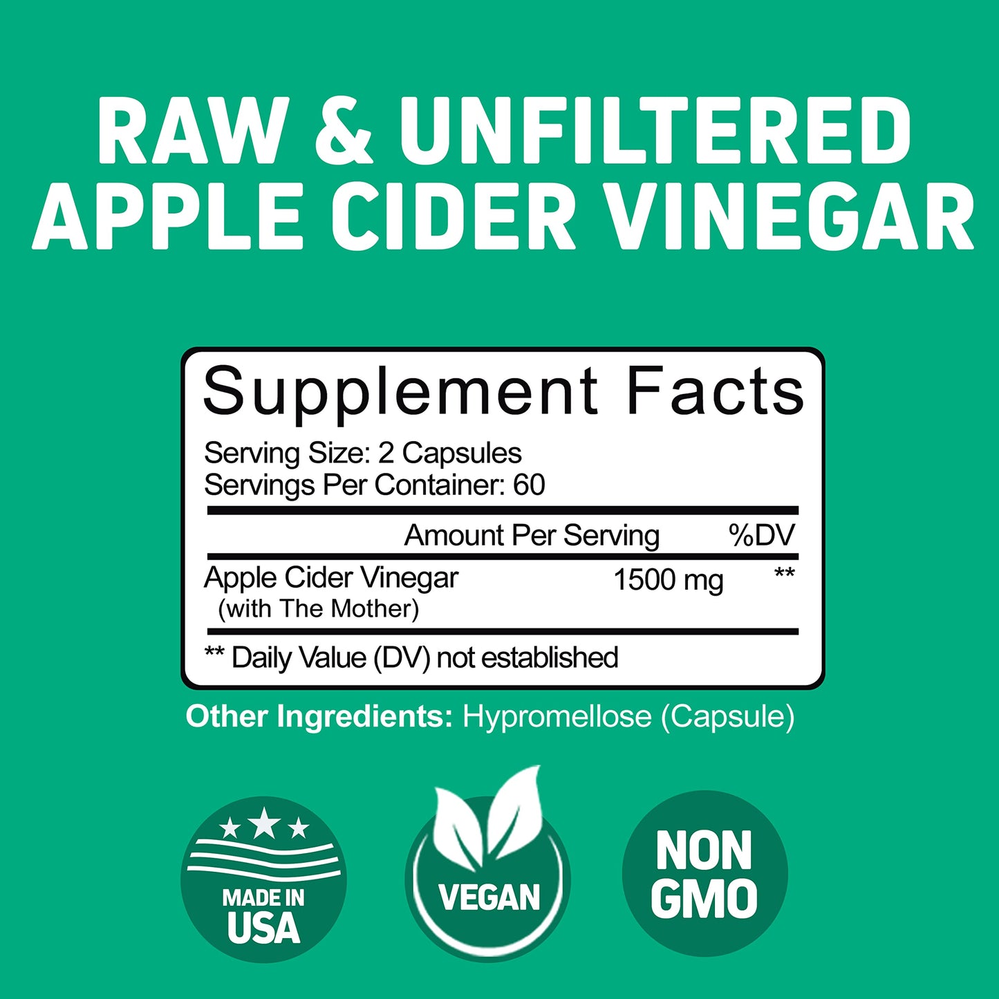 Herbtonics Raw Apple Cider Vinegar Capsules, 1500mg Detox Support (Packaging May Vary), 90 Caps HerbtonicsBuy Supplements Australia