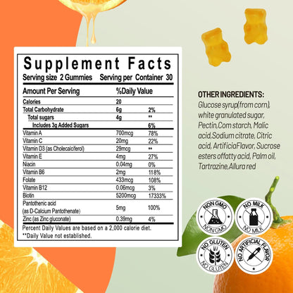 Faroromy Multivitamin Gummies for Adult 5200mcg Biotin, Citrus Flavored Daily Multivitamins with Vitamins A, C, D3, E, B6 and B12 FaroromyBuy Supplements Australia