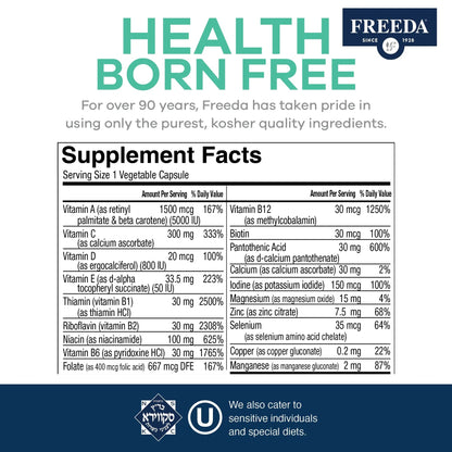 FREEDA One Daily Multivitamin Without Iron – Quintabs-M Iron-Free – Kosher, Balanced Multivitamin Supplements for Adults FREEDABuy Supplements Australia