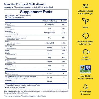 Ritual Essential for Women Postnatal Multivitamin - Postpartum Vitamin - Omega-3 DHA & Choline for Lactation Support, Vitamin A, C, D3 & Zinc RitualBuy Supplements Australia