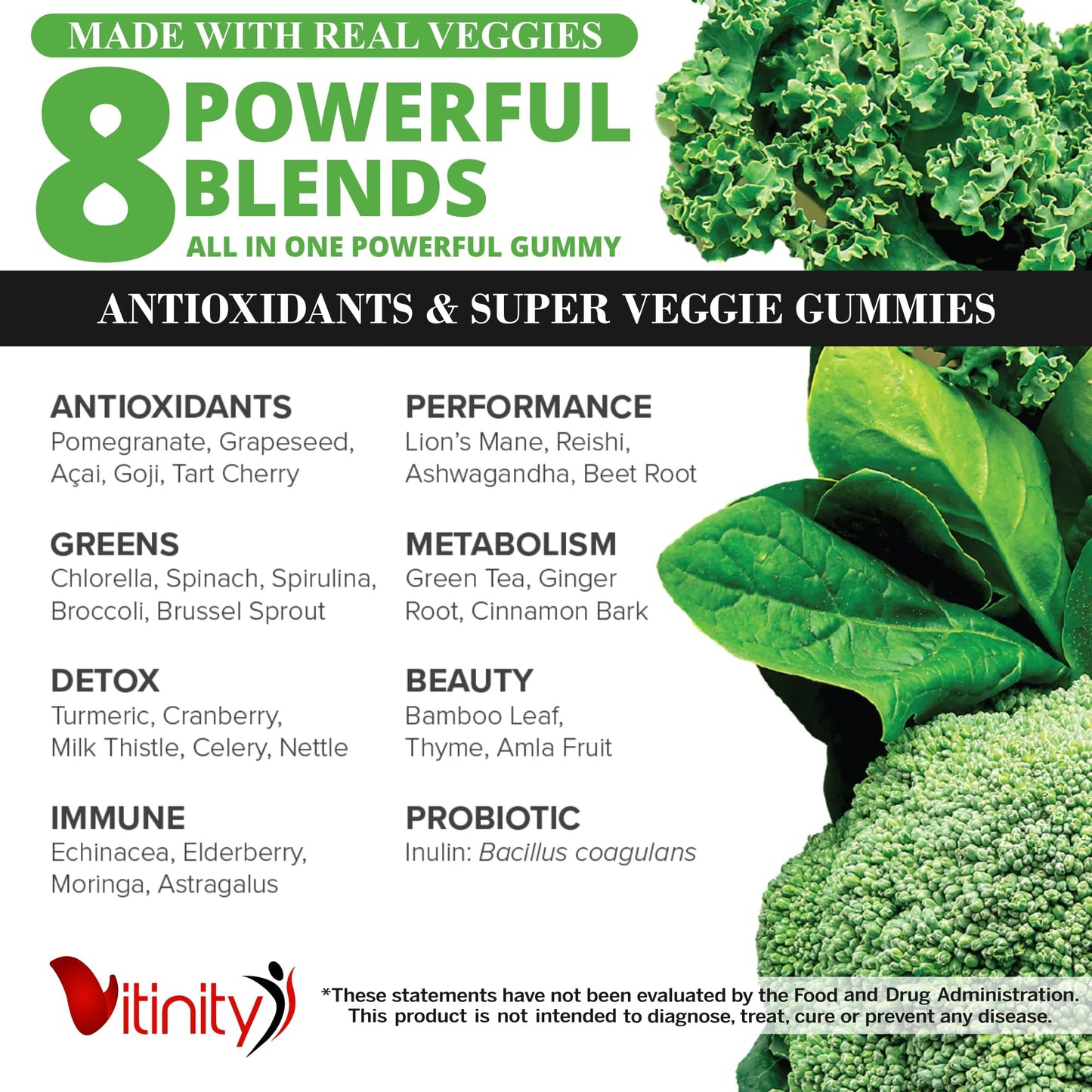 VITINITY Made with Real Fruit-Real Veggie Gummies-Superfood Vegetable Vitamin Sup VITINITYBuy Supplements Australia