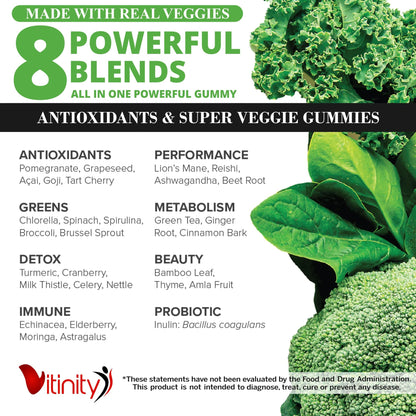 VITINITY Made with Real Fruit-Real Veggie Gummies-Superfood Vegetable Vitamin Sup VITINITYBuy Supplements Australia
