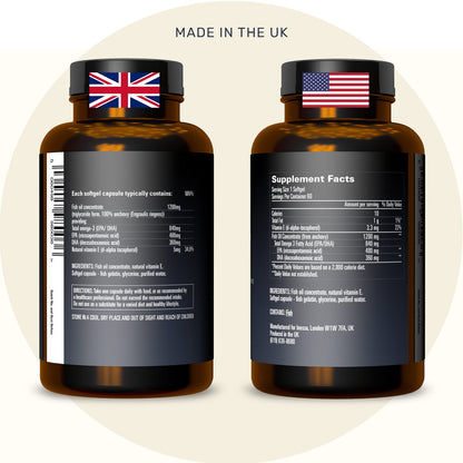 Omega 3 Fish Oil 1200mg (480mg EPA/360mg DHA per capsule) High Strength, Ultra Pure InessaBuy Supplements Australia