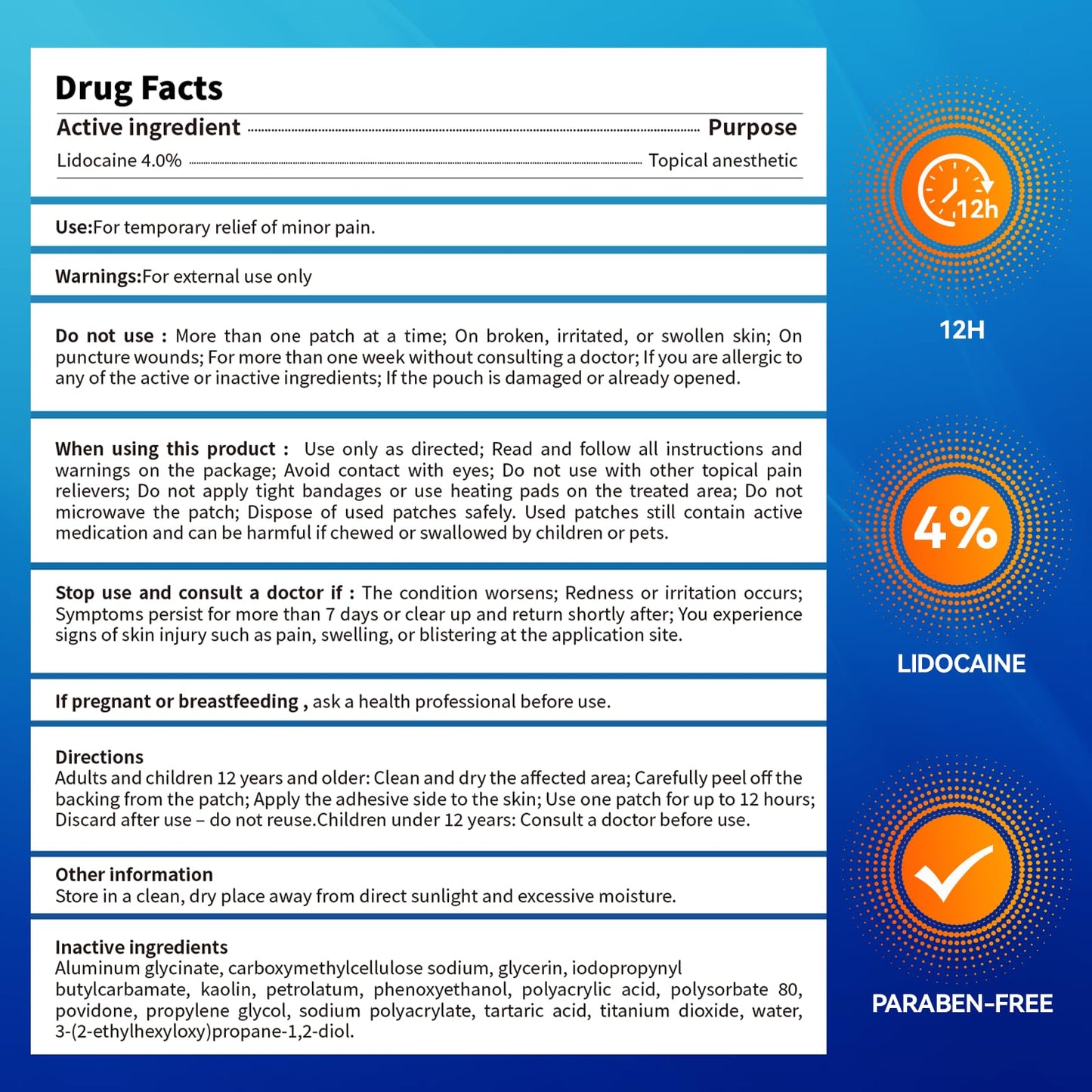 LOVPTFER 4% Lidocaine Pain Relief Patches – Maximum Strength Pain Patches, 12-Hour Long-Lasting Relief for Back, Neck, Shoulder & Joint Pain, Fast-Acting,–40 Count, 5.5” x 3.94” LOVPTFERBuy Supplements Australia