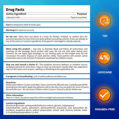 LOVPTFER 4% Lidocaine Pain Relief Patches – Maximum Strength Pain Patches, 12-Hour Long-Lasting Relief for Back, Neck, Shoulder & Joint Pain, Fast-Acting,–40 Count, 5.5” x 3.94” LOVPTFERBuy Supplements Australia