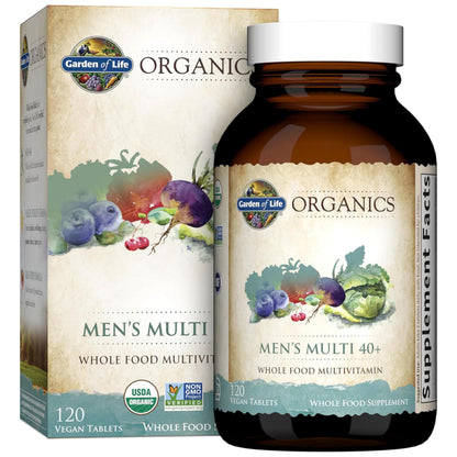 Garden of Life Organics Whole Food Multivitamin for Men 40+ 120 Tablets, Vegan Mens Multi for Health Garden of LifeBuy Supplements Australia