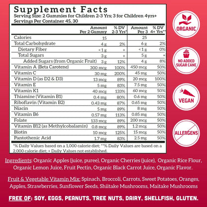 Llama Naturals Kids Multivitamin Gummies | Real Fruit, No Added Sugar Cane | Organic Vegan Toddler Whole Food Vitamins | Llama NaturalsBuy Supplements Australia