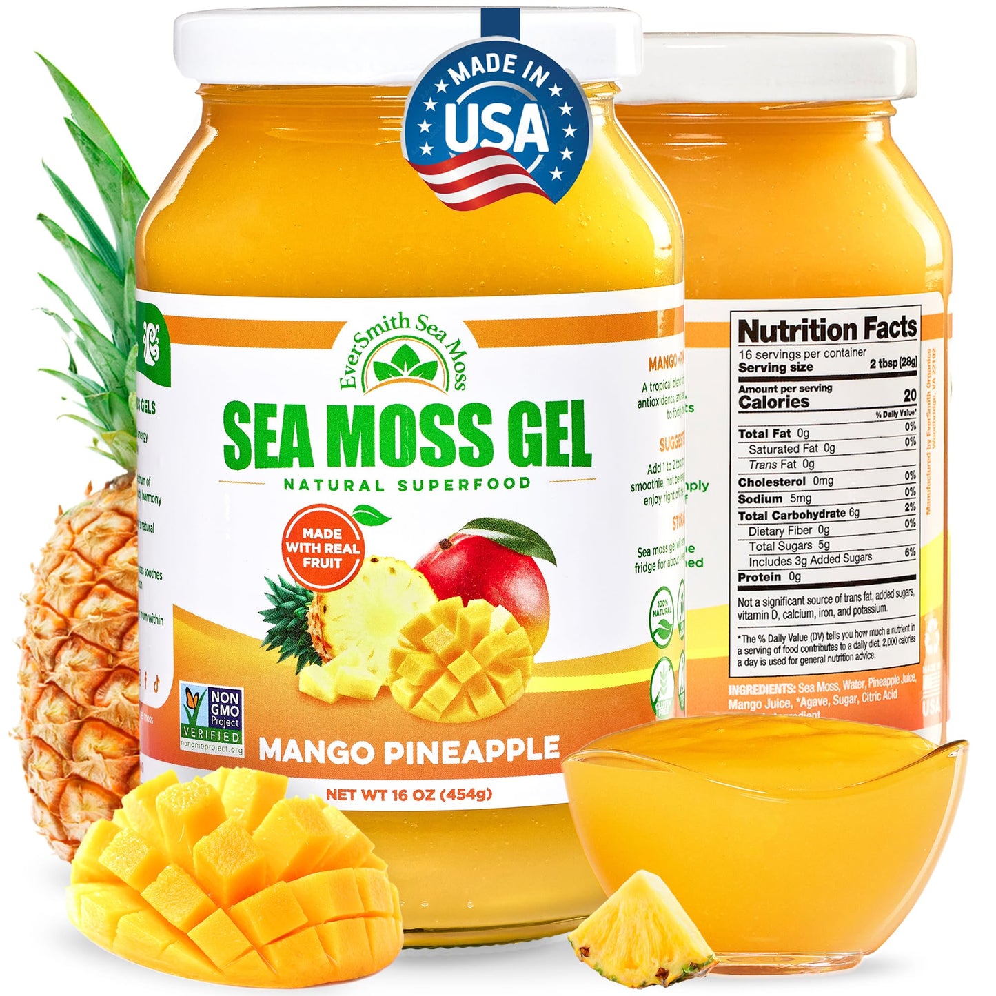 EverSmith Organics - Wildcrafted Irish Sea Moss Gel | Made in USA | Rich in Vitamins & Minerals | Sea Moss Gel Raw