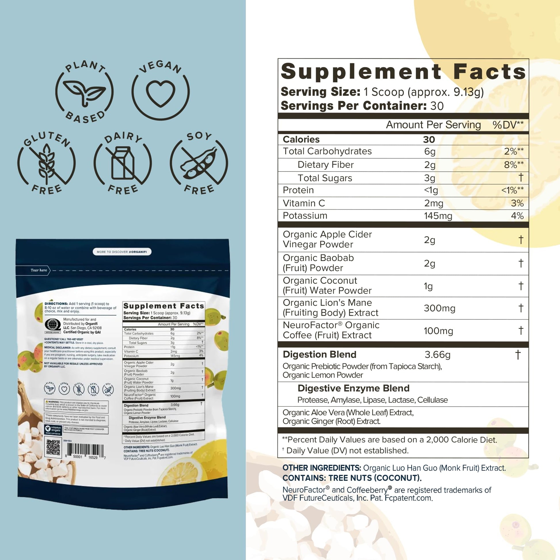 Organifi Pure - Promotes Stimulation in Learning, Memory, Focus, and Clarity - Brain Support with Superfoods - Gluten-Free and Non GMO - Best Served Cold, 30 Servings OrganifiBuy Supplements Australia