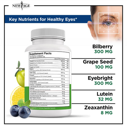 NEW AGE AREDS 2 Eye Vitamins - Lutein, Zeaxanthin, Bilberry, Astaxanthin Mineral Vision Supplement - 180 Count NEW AGEBuy Supplements Australia