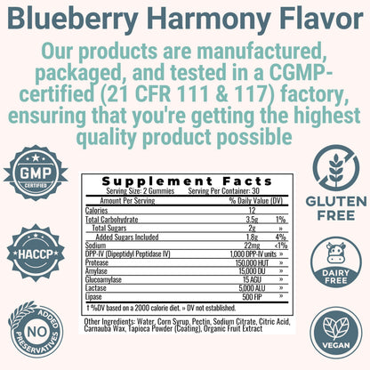 Gluten & Lactase Digestive Enzyme Gummies – Lactase Pancreatic Enzymes with DPP‑IV Lipase Gluco‑Amylase Lactase, Drops Chewables Capsules Pills Powder Supplement Alt, Pancreatic Support, for Kids SHIZAMBuy Supplements Australia