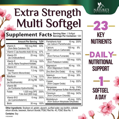 Multivitamin for Women - Complete Daily Womens Multivitamins with Calcium, Folic Acid, Vitamin A, C, D, E, & B Vitamins Nature's NutritionBuy Supplements Australia