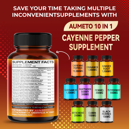 AUMETO Cayenne Pepper 15,400mg Ultra Complex with Cinnamon, Ginger Root, Cardamom AUMETOBuy Supplements Australia