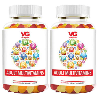 VITA GLOBE Adult Multivitamin Gummies – 9 Daily Vitamins with C, D, E, B6, B12, Folate & Biotin | Delicious Juicy Trio Orange VITA GLOBE