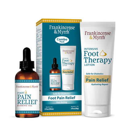 FRANKINCENSE & MYRRH Foot Pain Combo Pack: Foot Pain Relief Rubbing Oil (2 oz) and Intensive Therapy Lotion for feet (3 oz), Neuropathy, Nerve Relief, Frankincense Essential Oil, Maximum Strength FRANKINCENSE & MYRRHBuy Supplements Australia