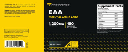 Primaforce EAA Capsules 1200mg, 180 Capsules, 90 Servings - Essential Amino Acids - Non-GMO, Gluten Free & Vegitarian Friendly PrimaforceBuy Supplements Australia