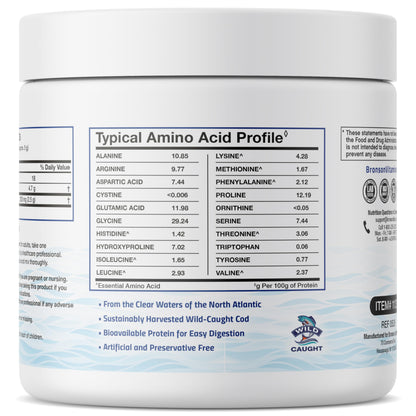 Bronson Marine Collagen Peptides Hydrolyzed Protein Powder 100% Wild Caught Nordic Cod Verified Sustainable Source for Joints Skin Hair Nails & Bones 150g (5.29oz) BronsonBuy Supplements Australia