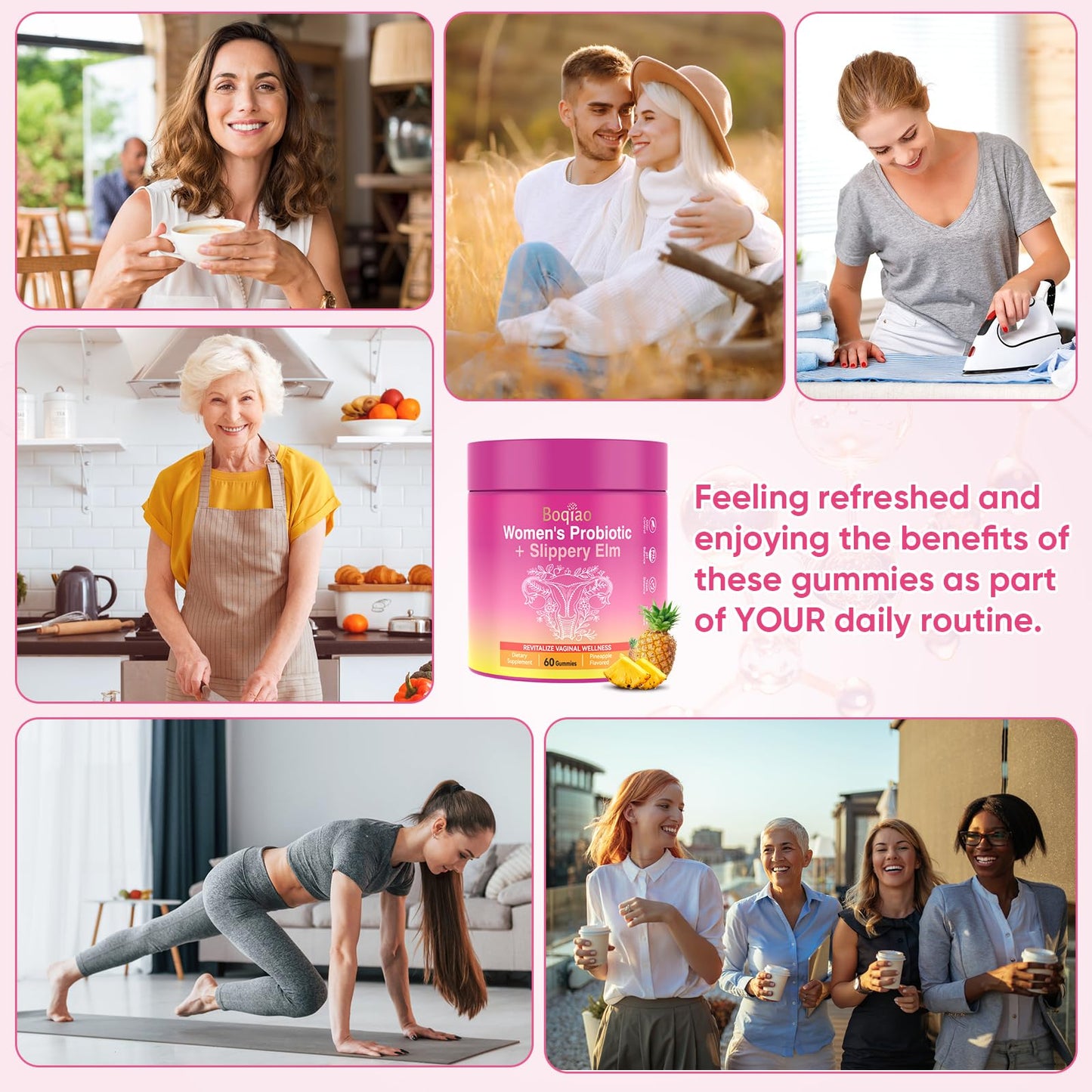 Feminine Probiotics Gummies with Slippery Elm - 60 Pineapple Gummies for Women ph Balance, Vaginal Probiotics Supports Flora, Gut Health & Immune System, Prebiotics & Lactobacillus Blend (Pineapple) BoqiaoBuy Supplements Australia