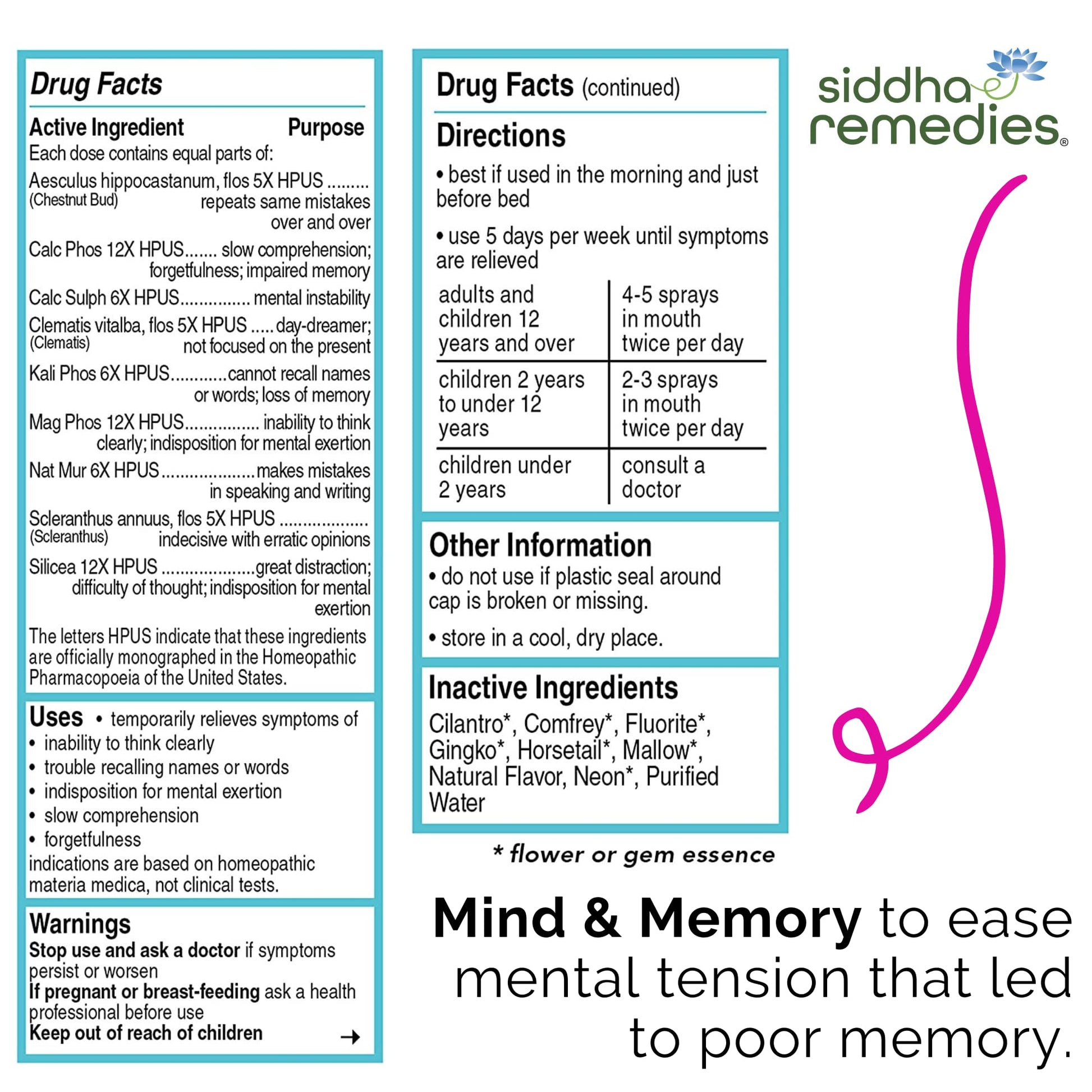 Siddha Remedies Mind & Memory Spray for Apathy, Indifference & Low Focus SiddhaBuy Supplements Australia