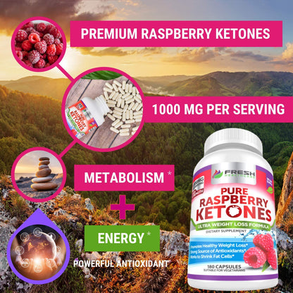 FRESH HEALTHCARE Pure 100% Raspberry Ketones Max 1000mg Per Serving - 3 Month FRESH HEALTHCAREBuy Supplements Australia
