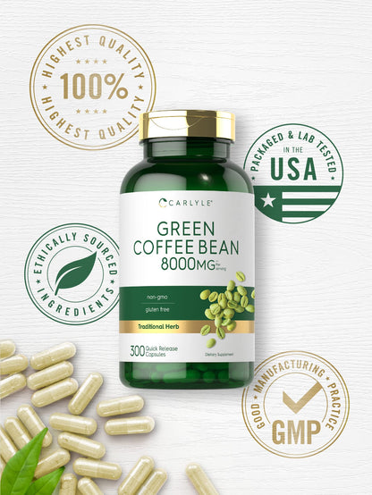 Carlyle Green Coffee Bean Extract | 8000 mg | 300 Capsules | Non-GMO and Gluten Free CarlyleBuy Supplements Australia