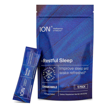 ION* Intelligence of Nature Restful Sleep - Ashwagandha Calm Sleep Aid Powder Drink Mix for Restful Night with Magnesium and L Theanine for Women and Men - 5 Packets ION* Intelligence of NatureBuy Supplements Australia